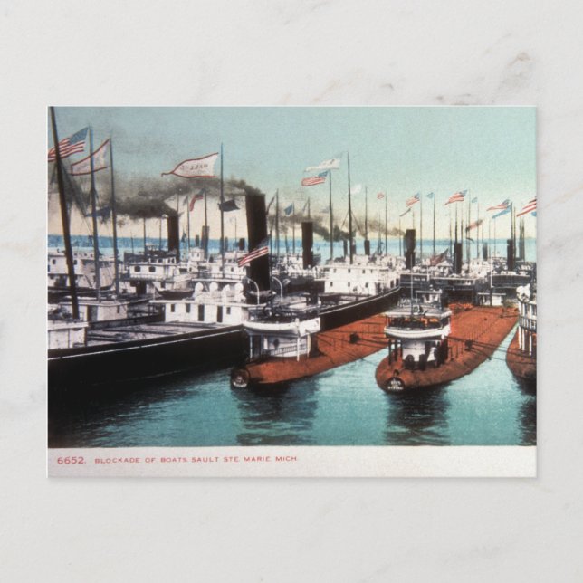 Blockade at Sault Ste Marie - Vintage Postcard (Front)