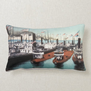Blockade of Whalebacks at Soo Locks Great Lakes Lumbar Cushion