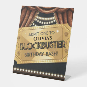 Blockbuster Movie-Themed Birthday Design Pedestal Sign