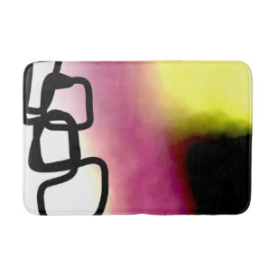 Blockchain: Abstract Pink, Yellow, Black & White Bath Mat