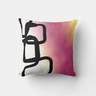 Blockchain: Abstract Pink, Yellow, Black & White Cushion