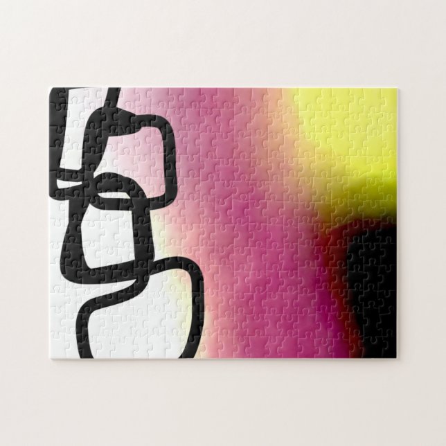 Blockchain: Abstract Pink, Yellow, Black & White Jigsaw Puzzle (Horizontal)