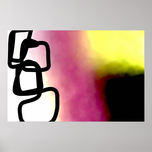 Blockchain: Abstract Pink, Yellow, Black & White Poster (Front)