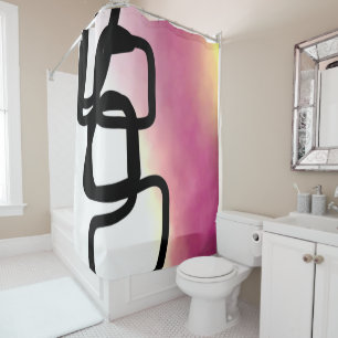 Blockchain: Abstract Pink, Yellow, Black & White Shower Curtain