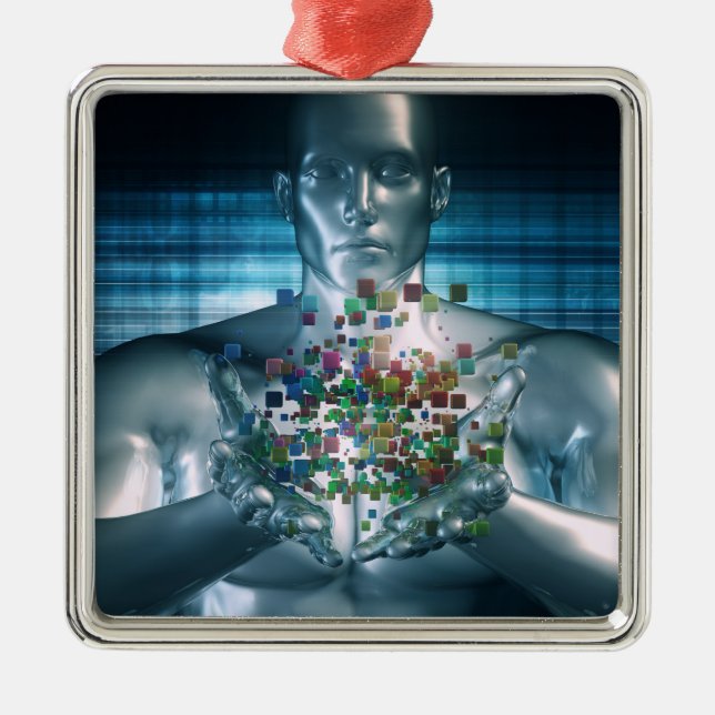 Blockchain Solutions in the Business World Concept Metal Tree Decoration (Front)