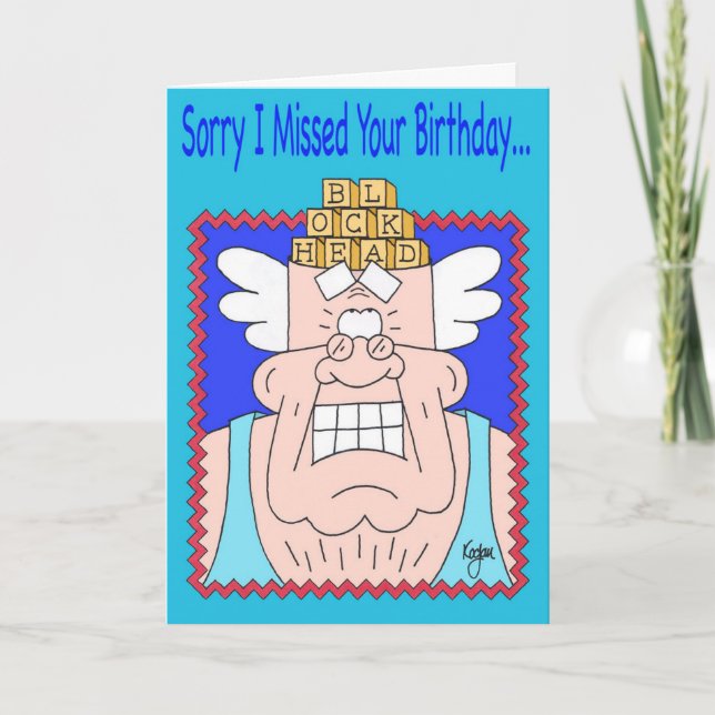 BLOCKHEAD Belated Birthday Card (Front)