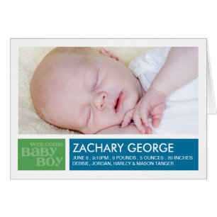 Blocks Boy Announcement Notecard