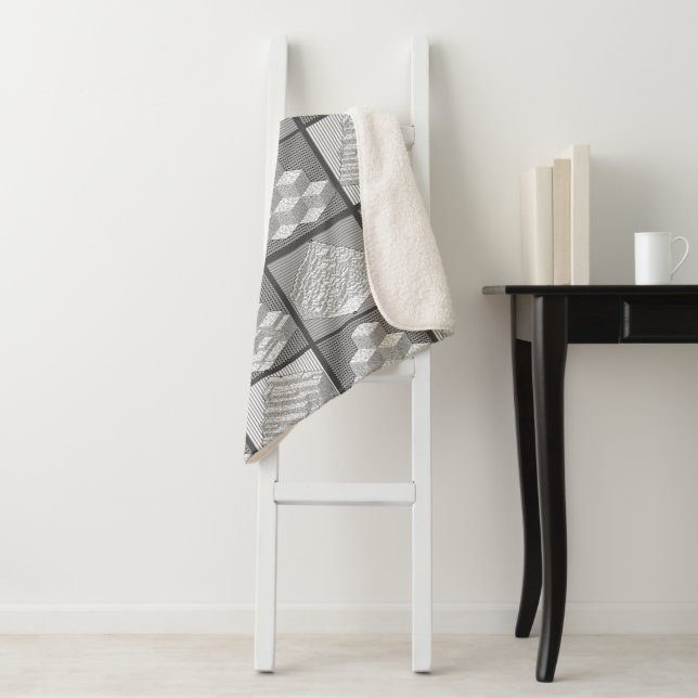 Blocks Maze Puzzle Sherpa Blanket (In Situ)