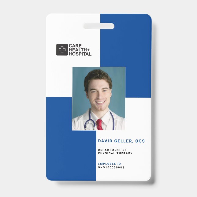 Blocks Medical Staff ID + Barcode | Vertical Badge (Front)
