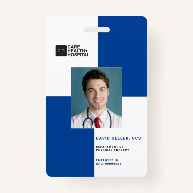 Blocks Medical Staff ID + Barcode | Vertical ID Badge (Front)