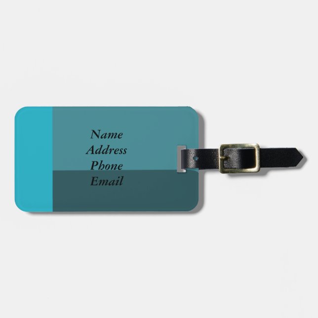 Blocks of Teal Luggage Tag (Front Horizontal)
