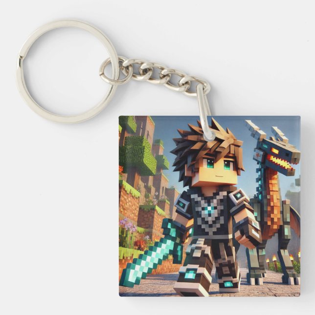 Blockstyle Dark Dragon Diamond Sword  Key Ring (Front)