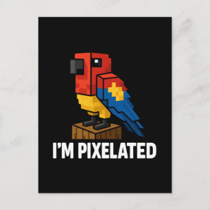 Blocky Jungle Parrot Pixelated Parrot Pixel Art Holiday Postcard