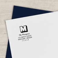 Blocky Monogram Script Last Name Return Address