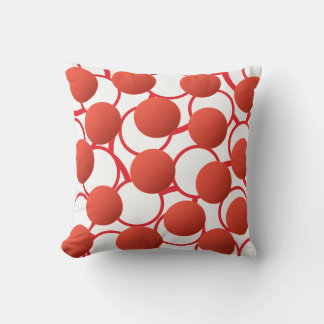 Blod red Circles Geometrical pattern Cushion