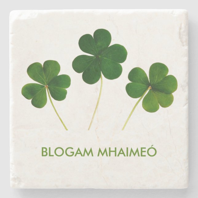 Blogam Mhaimeó: Irish Grandma's Cuppa Shamrock Stone Coaster (Front)