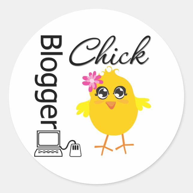 Blogger Chick Classic Round Sticker (Front)