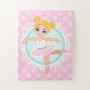Blond Ballerina - Pink Ballet Dancer Girl Jigsaw Puzzle