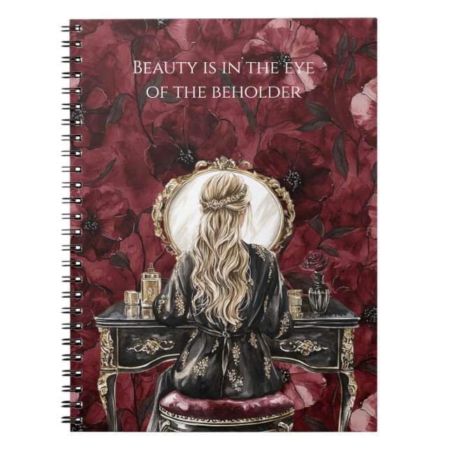 Blond Boudoir Burgundy Floral Notebook (Front)