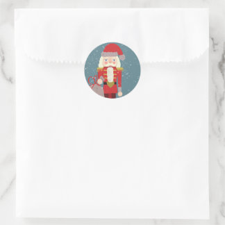 Blond Christmas Nutcracker Santa Teal Classic Round Sticker