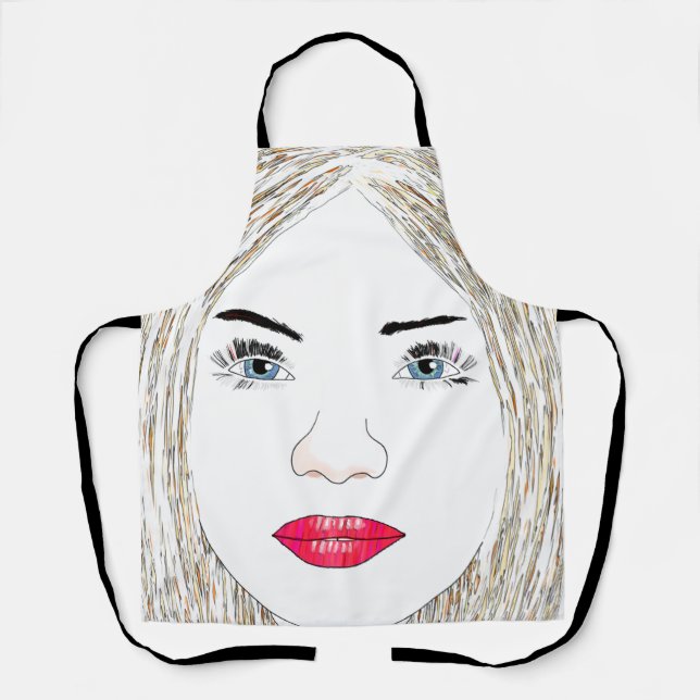 Blond Face Line Art Apron (Front)