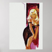 Blond Girl in Black Dress Pulp Cover Art