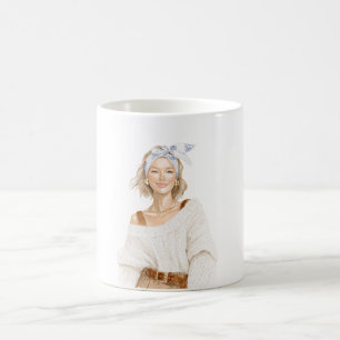 Blond Girl White Sweater Coffee Mug