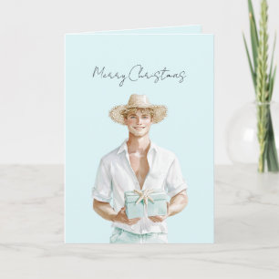 Blond Hair Man Christmas   Card