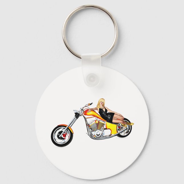 Blond on a chopper key ring (Front)