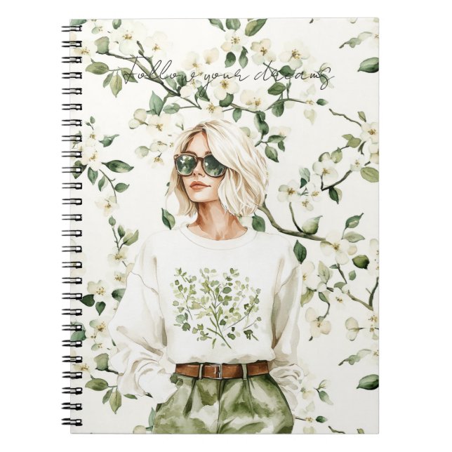 Blond She Wore Flowers Sunglasses Notebook (Front)