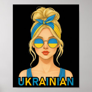 Blond Ukrainian Girl Ukraine Flag Ukrainian Girlfr Poster