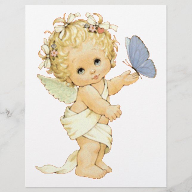 Blonde Angel baby with a butterfly. (Front)
