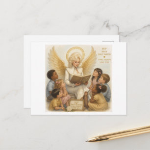 Blonde Angel Woman Reading to Children Postcard