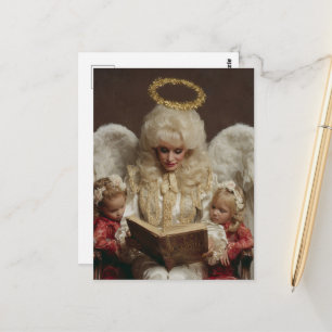 Blonde Angel Woman Reading to Children Postcard