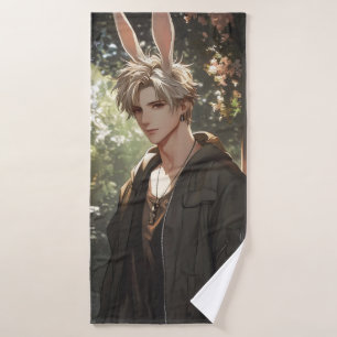 Blonde Anime Bunny Boy Bath Towel