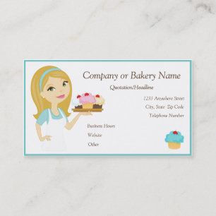 Blonde/Aqua Cupcake Baker/Bakery 2 Business Card