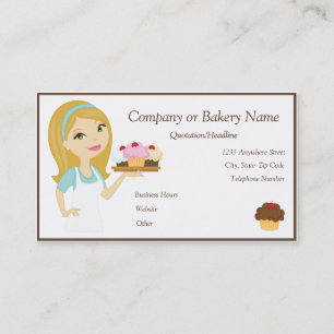 Blonde/Aqua Cupcake Baker/Bakery 4 Business Card