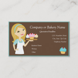Blonde/Aqua Cupcake Baker/Bakery Business Card