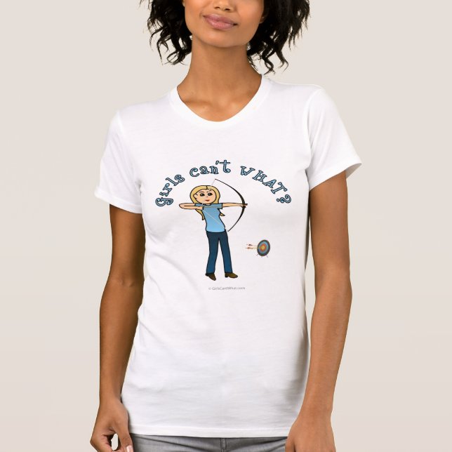 Blonde Archery in Blue T-Shirt (Front)