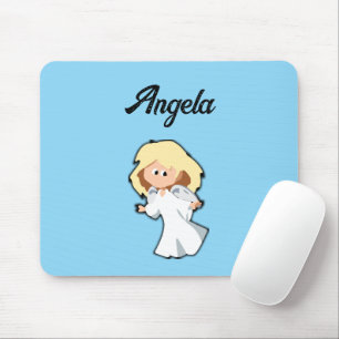 Blonde Baby Angel, Christmas Cartoon for Holidays Mouse Pad