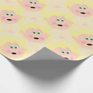 Blonde Baby Girl Face Animated Kapskids Wrapping Paper