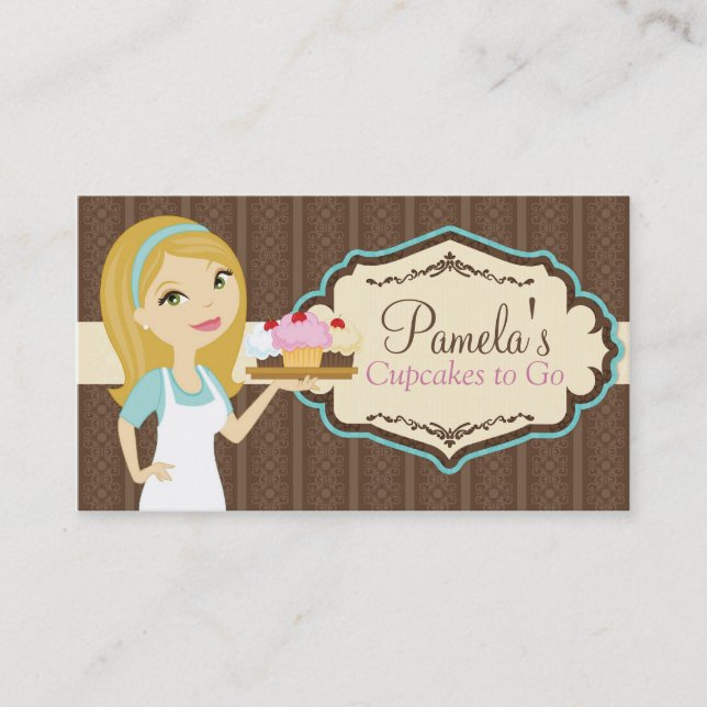 Blonde Baker Cupcake Business Cards D11 (Front)