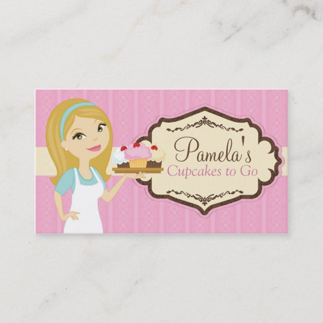 Blonde Baker Cupcake Business Cards D12 (Front)