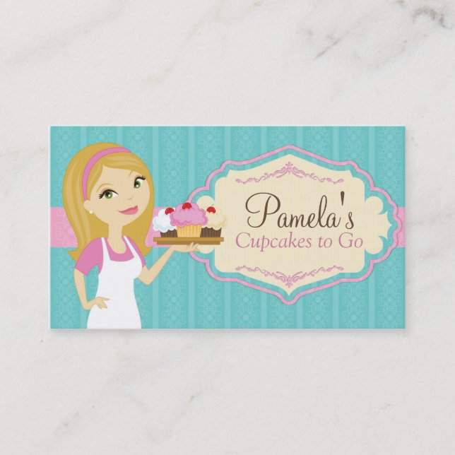 Blonde Baker Cupcake Business Cards D15 (Front)