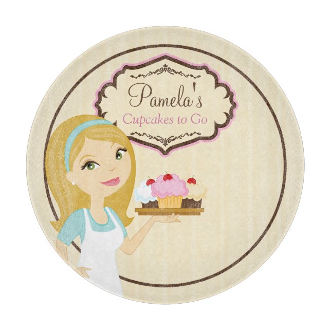 Blonde Baker Cupcake D12 Round Cutting Board 1 (Front)