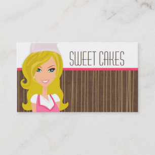 Blonde Baker on Pink Brown Cup Cakes Business Card
