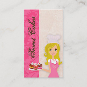 Blonde Baker on Pink Brown Cup Cakes Business Card