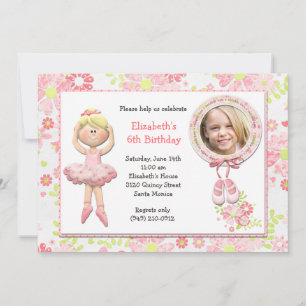 Blonde Ballerina Birthday Party Invitation