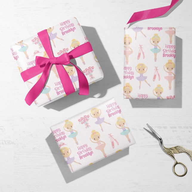 Blonde Ballerina Personalised Wrapping Paper Sheet (Creator Uploaded)