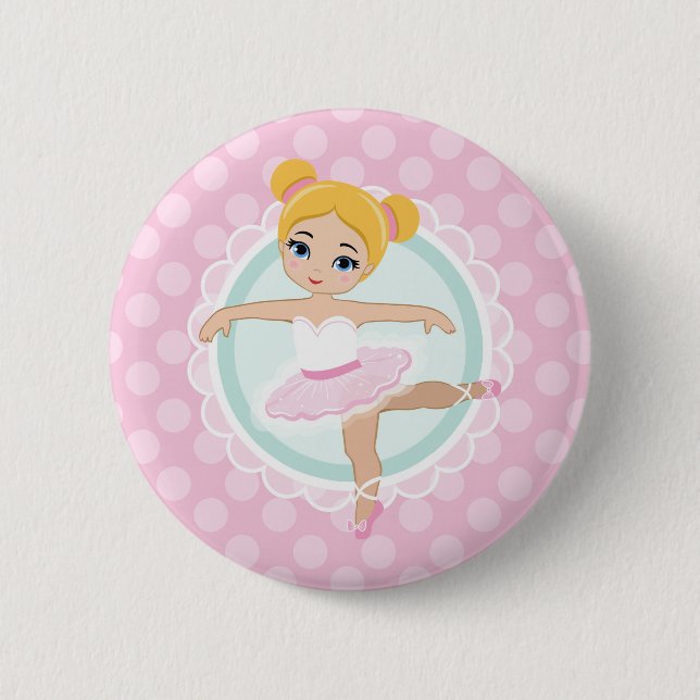 Blonde Ballerina - Pink Ballet Dancer Girl 6 Cm Round Badge (Front)